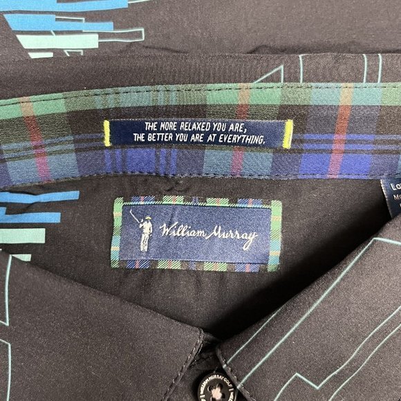 William Murray Men's Golf Button Front Shirt Piano Key Black Short Sleeve NWOT L - Picture 3 of 8